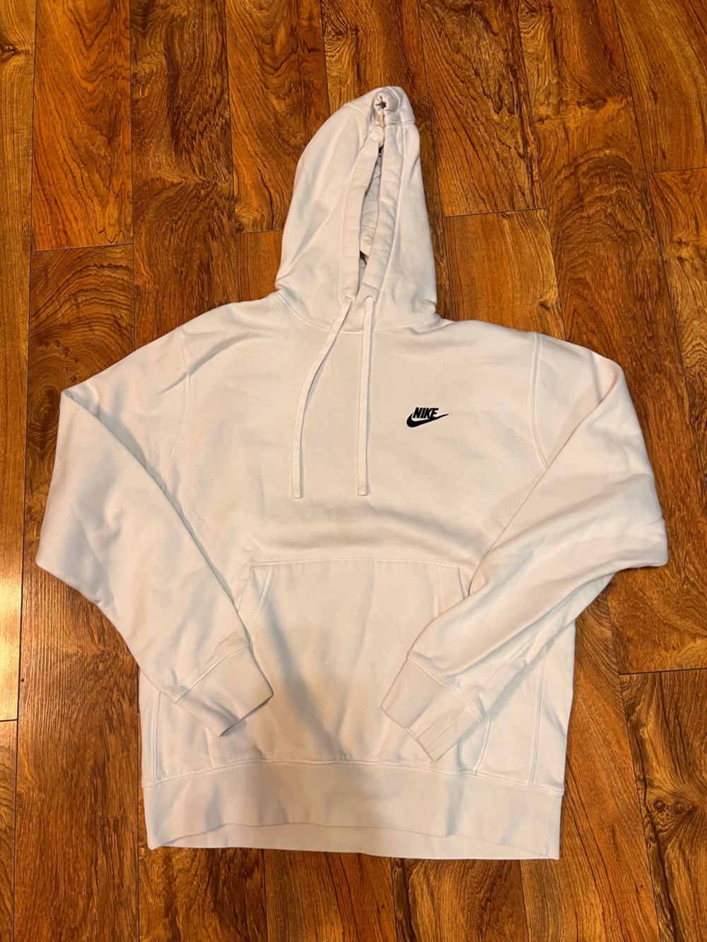 Nike White Hoodie with Black Swoosh, M